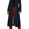 Liverpool Notch Collar Duster Jacket w Belt - Indigo Rinse Wash Open Front View