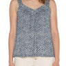LVP Sleeveless V-neck Easy Fit Tank - Navy Textured Dots Front View