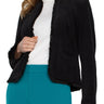 Liverpool Collarless Jacket w Frayed Edges - Black Front View