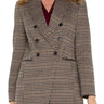 Liverpool Double Breasted Longline Blazer - Black Tan Houndstooth Front View