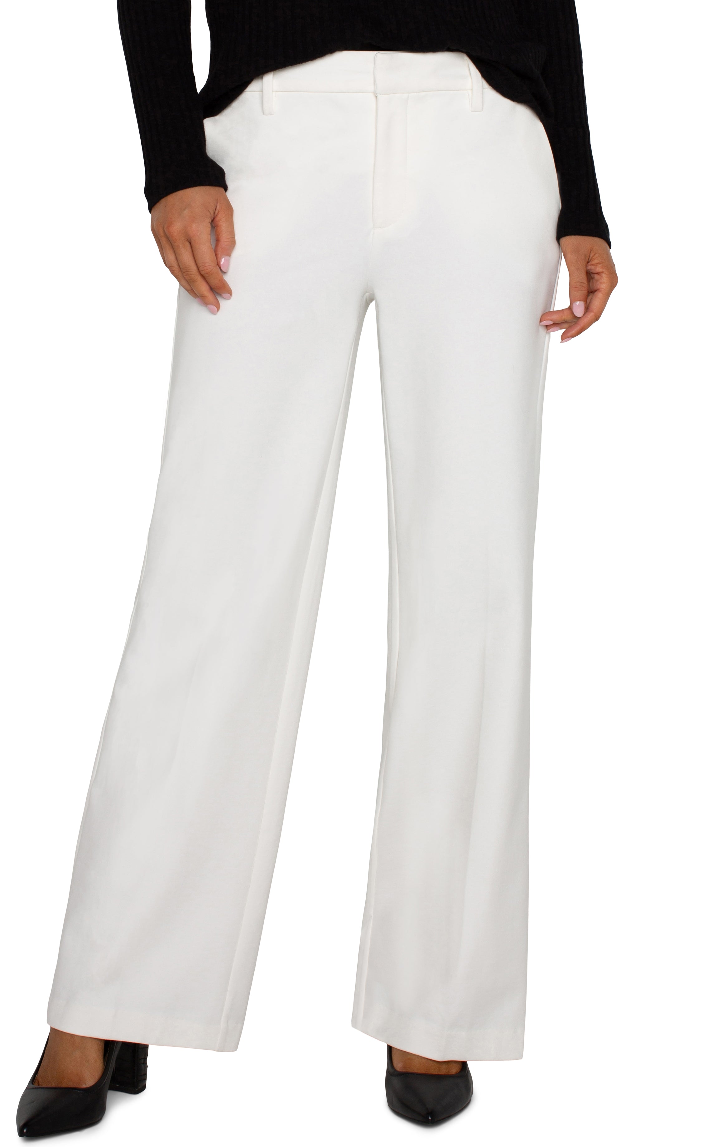 Liverpool Kelsey Wide Leg Trouser - Vintage White Front View