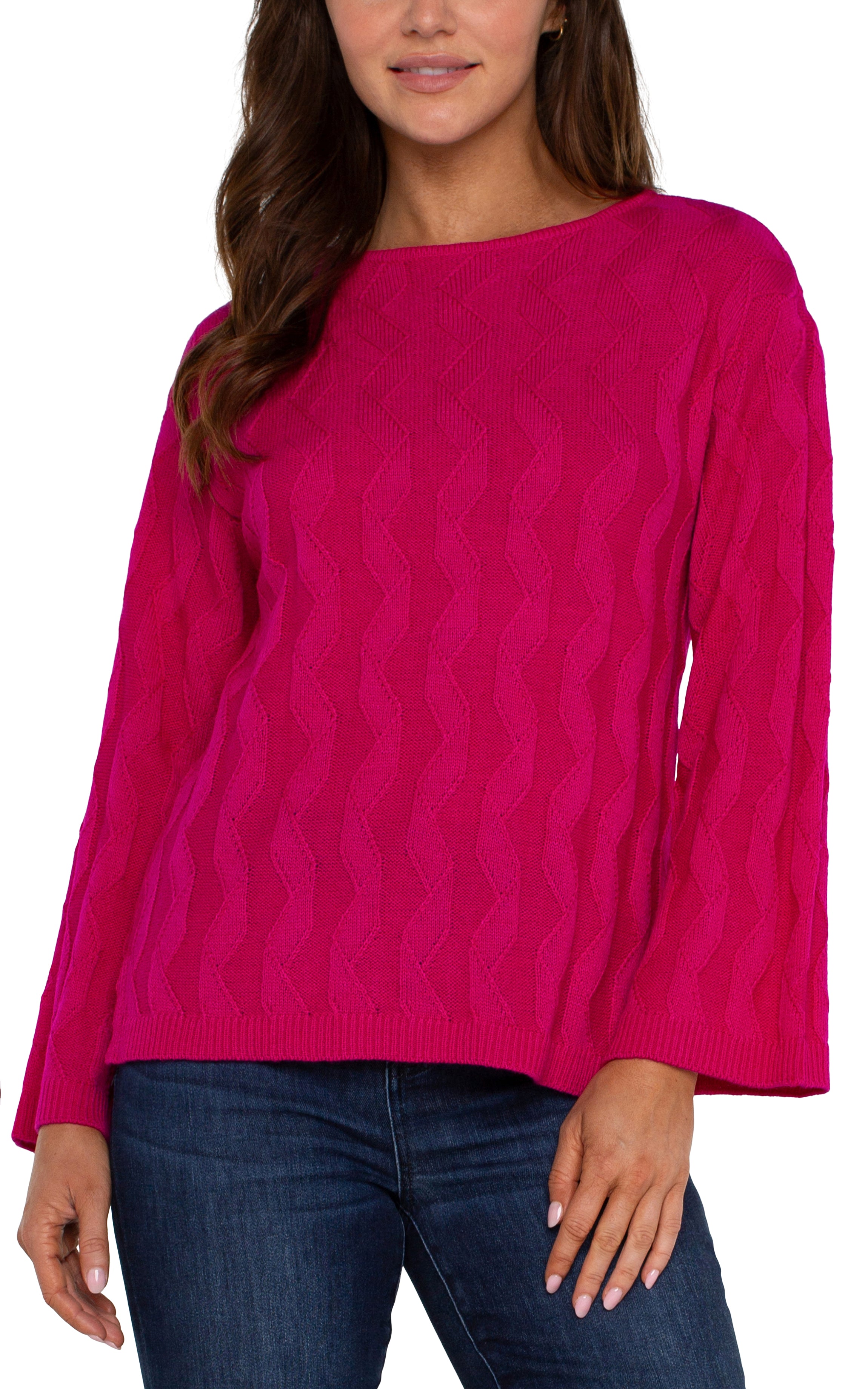 Liverpool Long Sleeve Boat Neck Sweater - Bright Star Ruby Front View