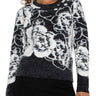 Liverpool Long Sleeve Crew Neck Sweater - Black White Floral Front View