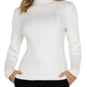 Liverpool Long Sleeve Mock Neck Cable Sweater - Porcelain Front View