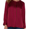 Liverpool Long Sleeve Popover Woven Blouse - Ruby Dotted Stripe Front View