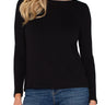 Liverpool Long Sleeve Ribbed Boat Neck Top - Black Front View