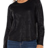 Liverpool Long Sleeve Scoop Neck Knit Top - Distressed Black Front View