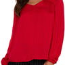 Liverpool Long Sleeve V Neck Blouse - Tango Red Front View