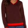 Liverpool Long Sleeve V Neck Sweater - Retro Brown Multi Front View