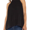 Liverpool Sleeveless Pleated Halter Top - Black Front View