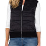 Liverpool Sleeveless Quilted Front Zip Sweater Vest - Black Front View