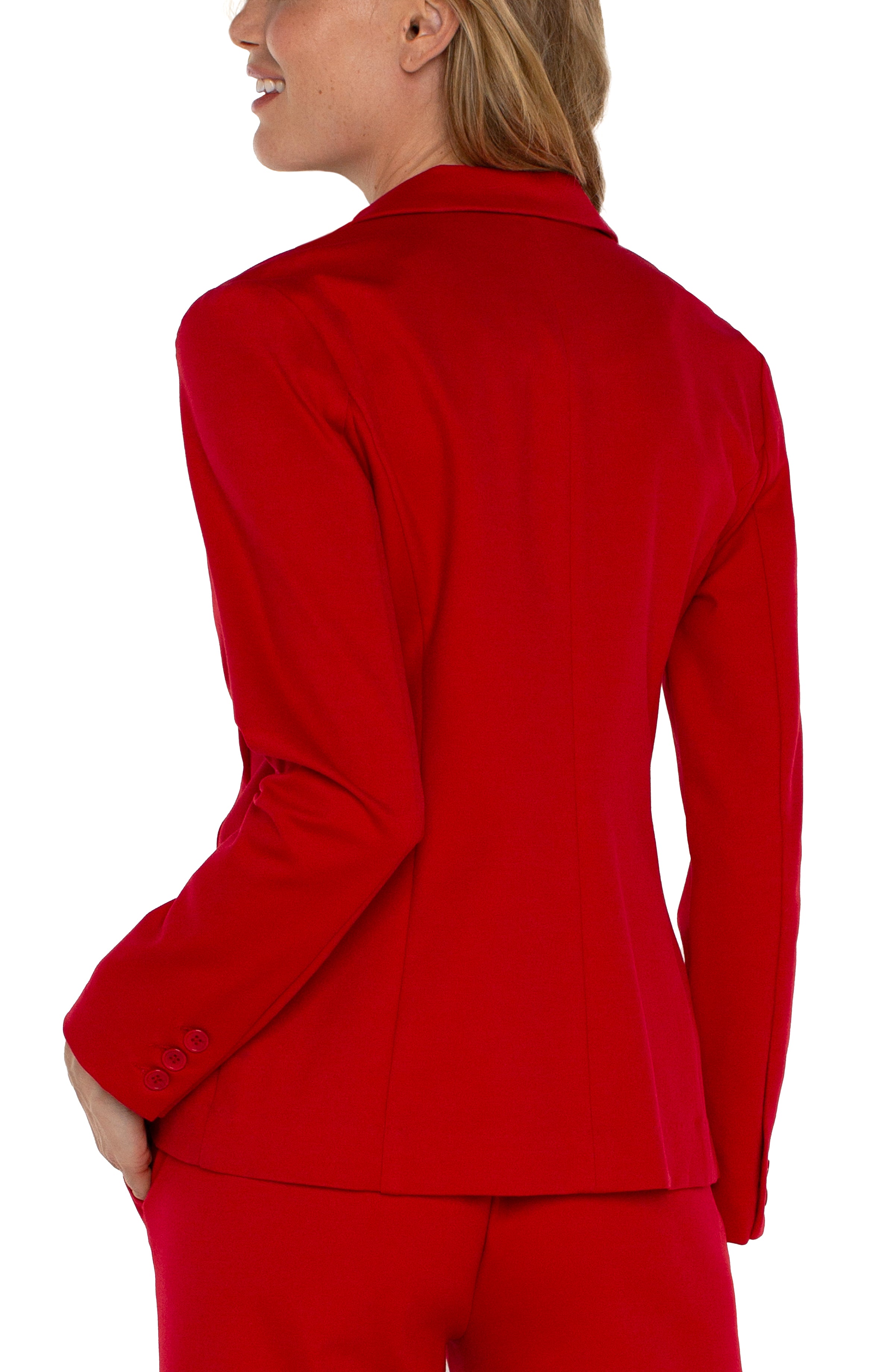 Liverpool Fitted Blazer - Tango Red - Back View