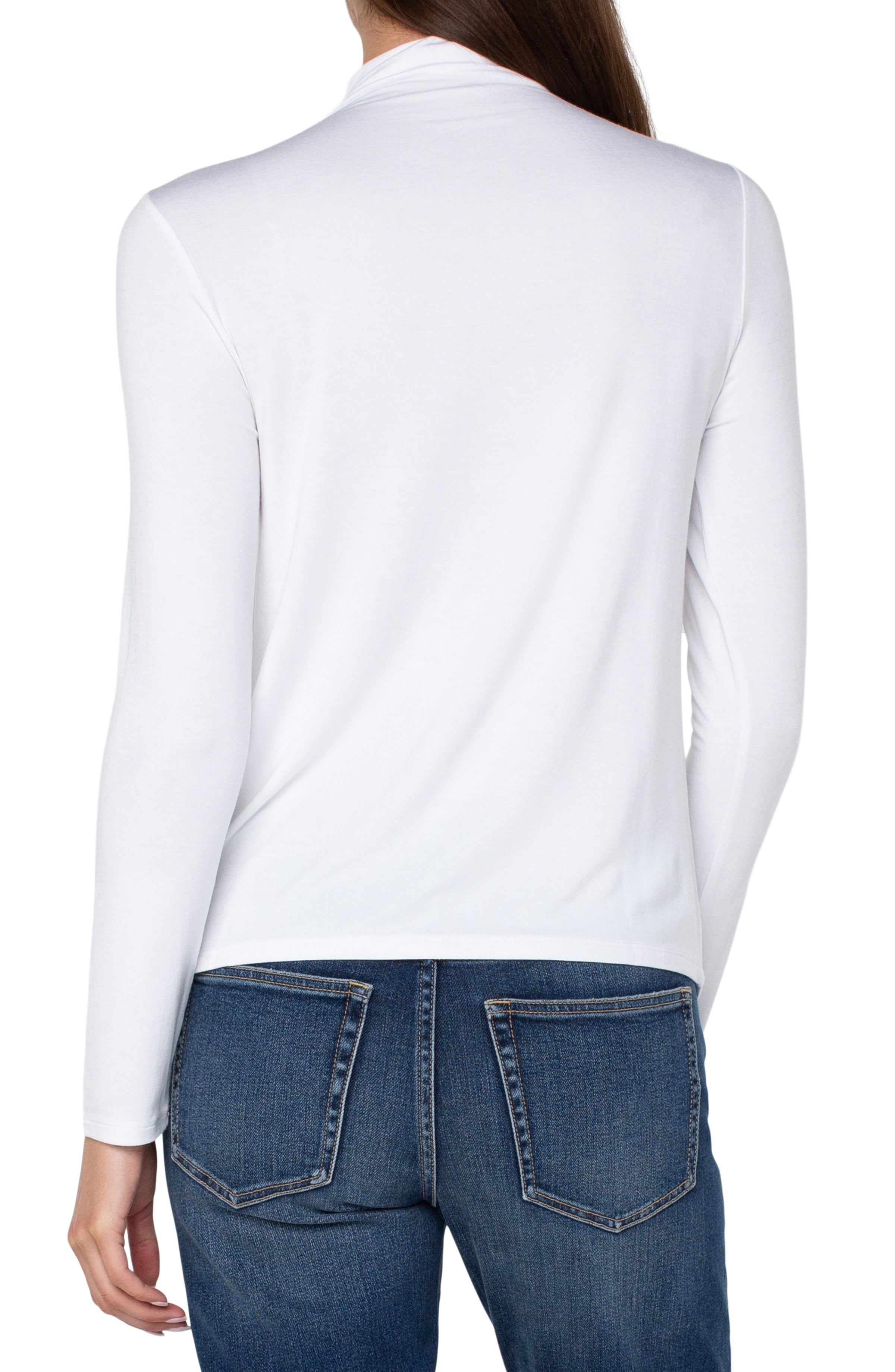 Liverpool Long Sleeve Mock Neck - White Back View