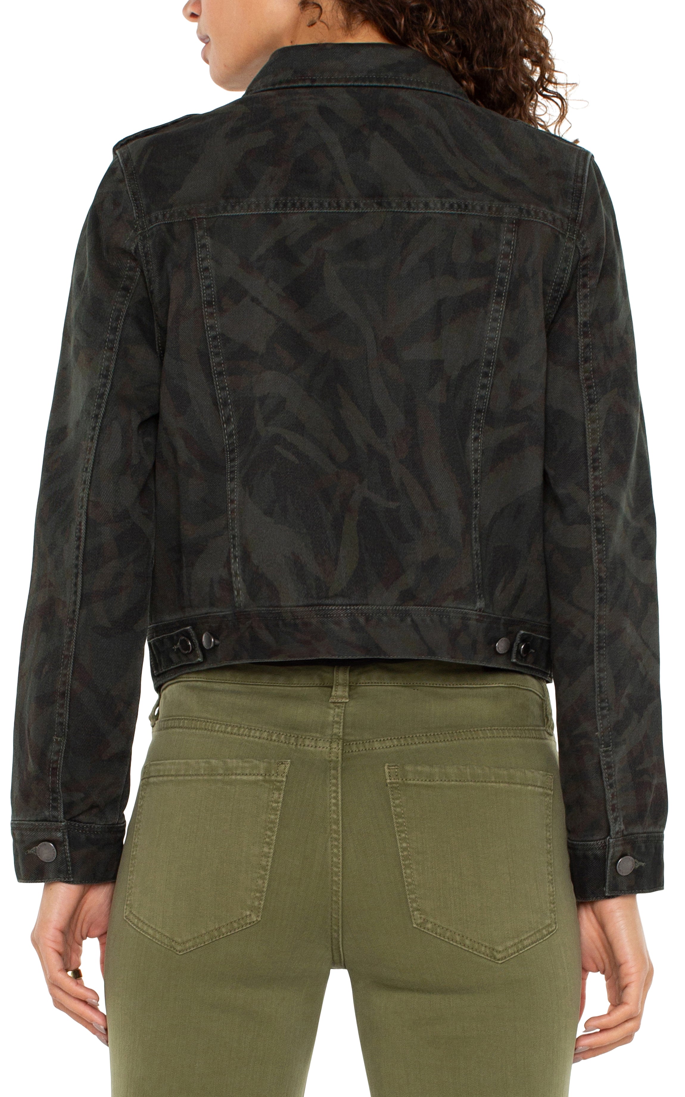 Liverpool Military Crop Jacket - Abstract Camo Back View