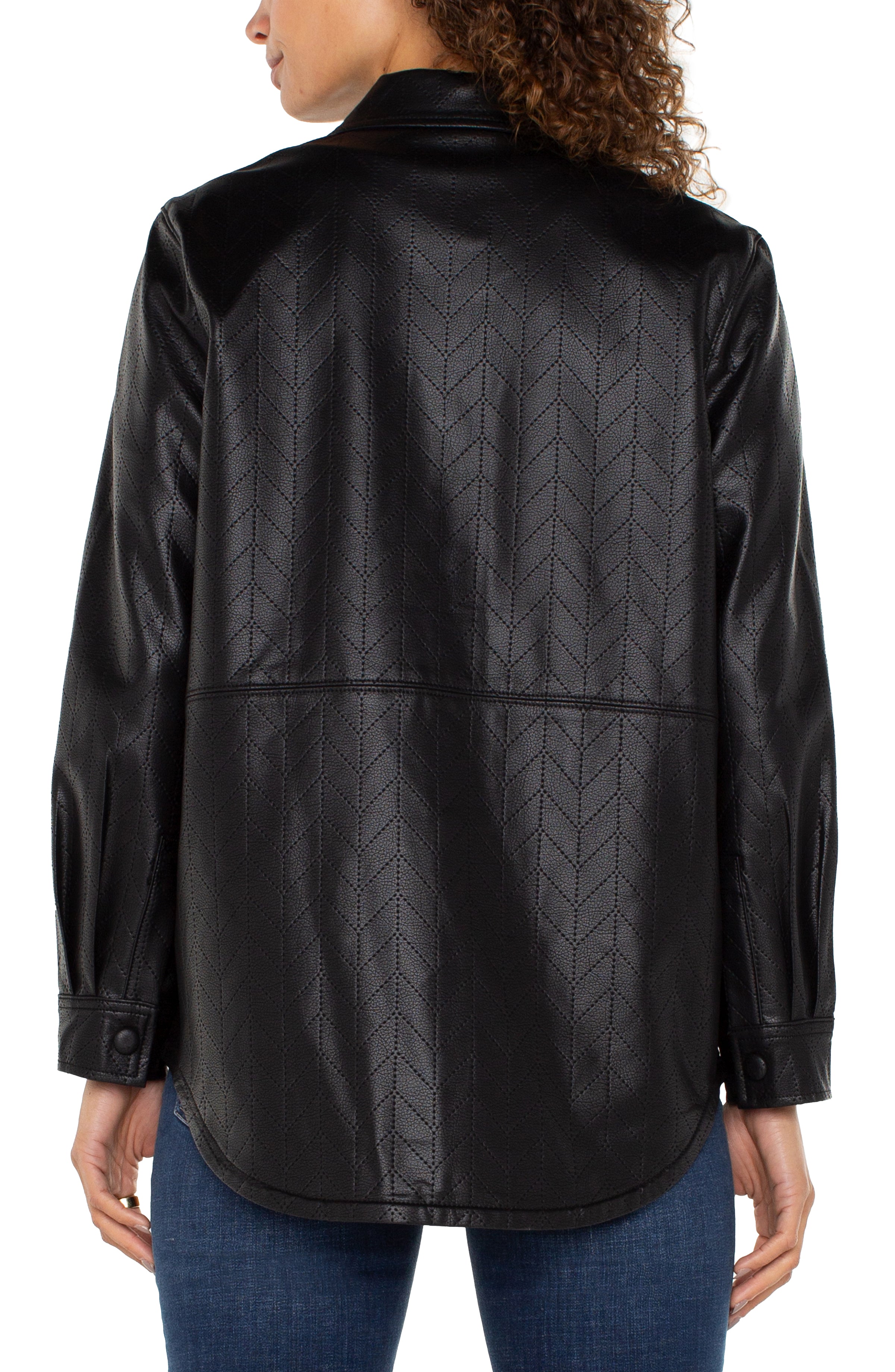 Liverpool Seamed Shacket - Black Chevron Back View